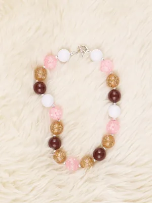 Pink & Brown Sparkle Bubblegum Necklace