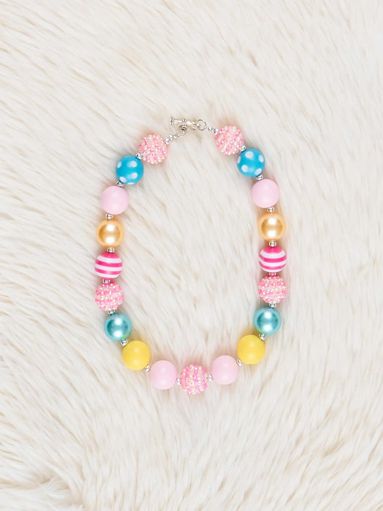 Pink Sparkle Stripes Bubblegum Necklace