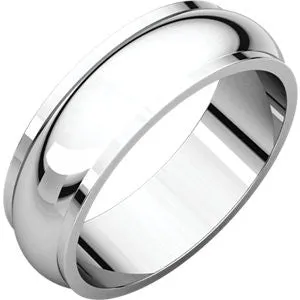 Platinum 6mm Half Round Edge Band