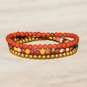 "Youth" Matte Red Jasper Mookaite & Hematite Bracelet Set