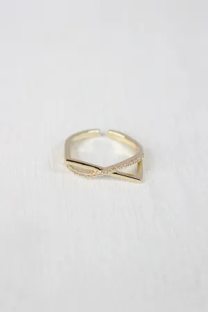 Rhinestone Accent Bar Ring