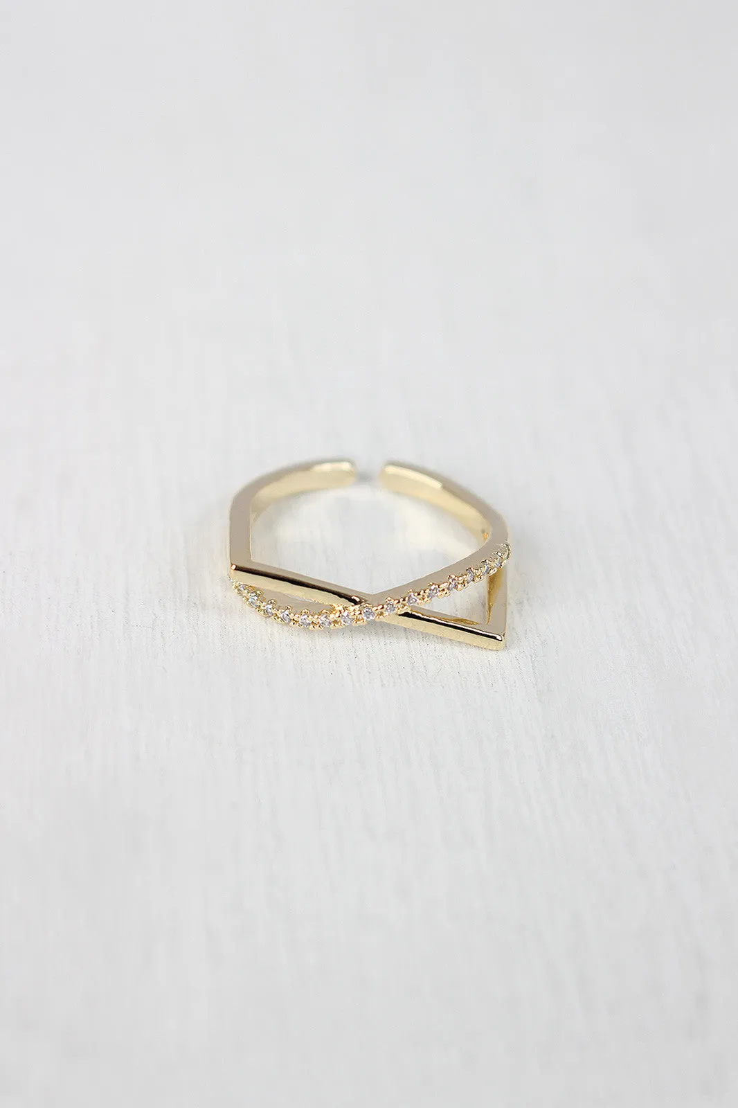 Rhinestone Accent Bar Ring