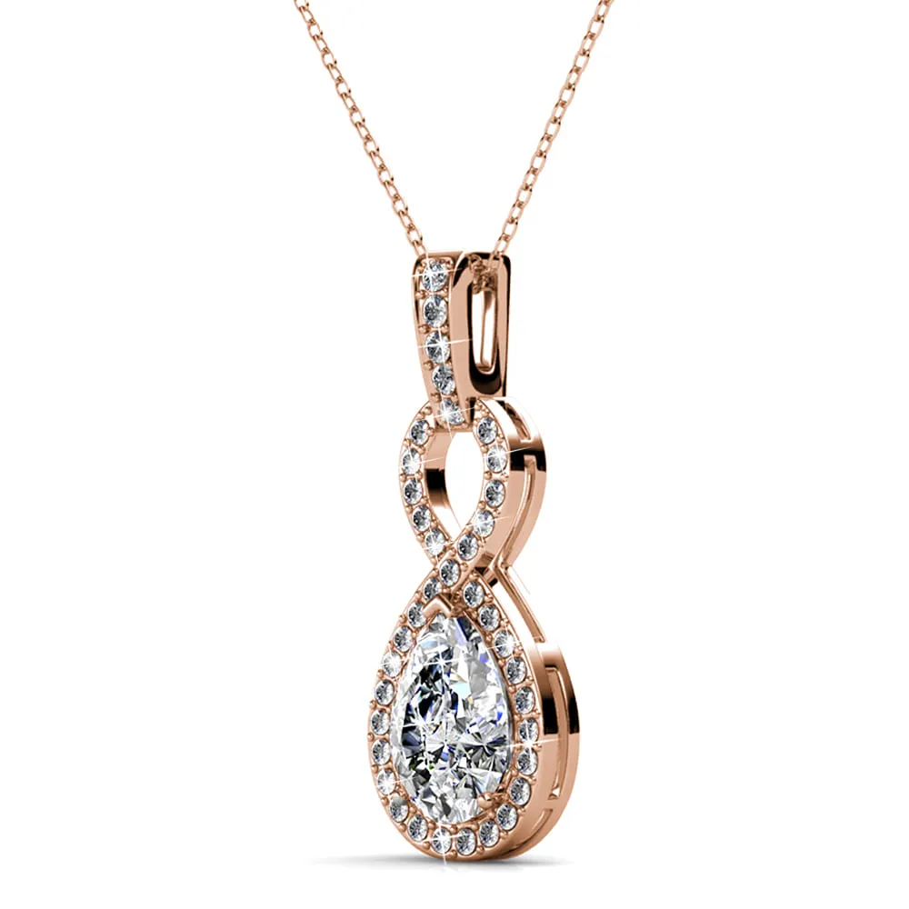 Rose Gold Eternal Twist Drop Pendant Necklace Embellished With SWAROVSKI Crystals