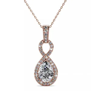 Rose Gold Eternal Twist Drop Pendant Necklace Embellished With SWAROVSKI Crystals