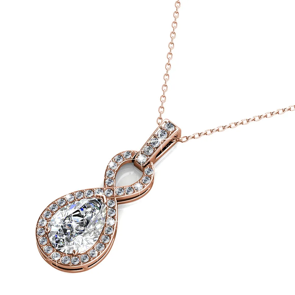 Rose Gold Eternal Twist Drop Pendant Necklace Embellished With SWAROVSKI Crystals