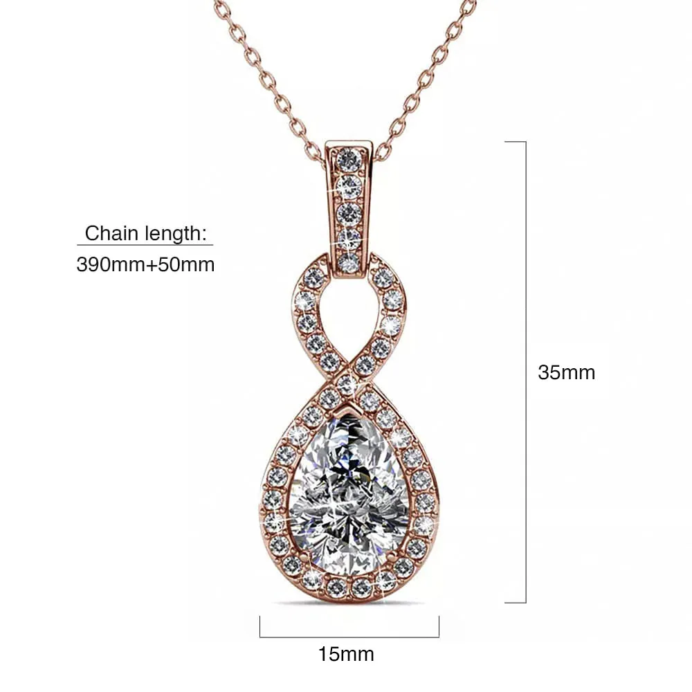 Rose Gold Eternal Twist Drop Pendant Necklace Embellished With SWAROVSKI Crystals