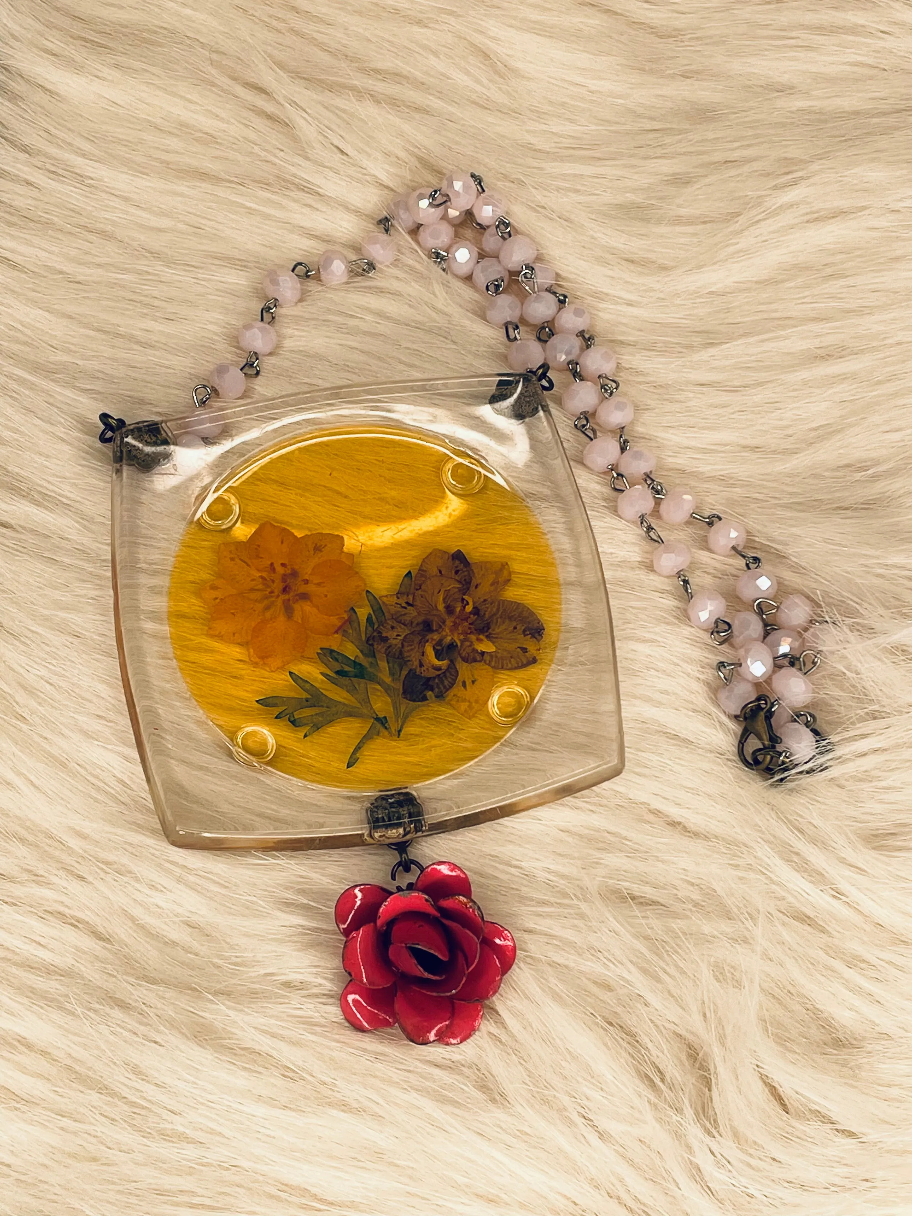 Rosy Yellow Coaster Necklace by Gina
