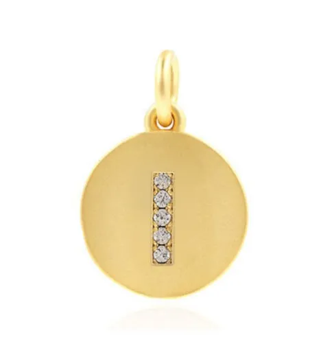 Round Charm, Gold Initial Charm, Personalized Charm, Letter Charm, Single Alphabet Charm, Letter Drop Charm for Necklace Jewelry Making