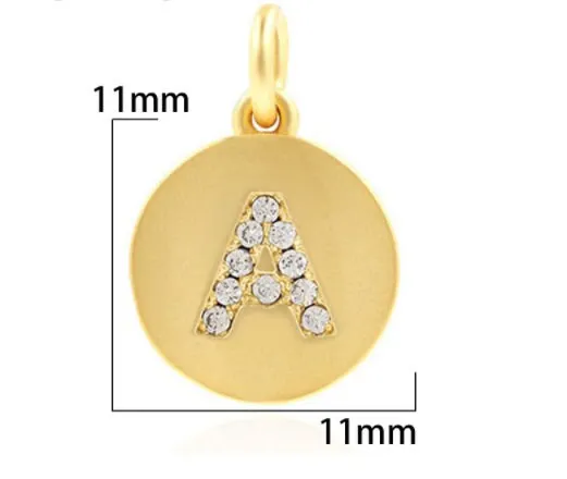 Round Charm, Gold Initial Charm, Personalized Charm, Letter Charm, Single Alphabet Charm, Letter Drop Charm for Necklace Jewelry Making