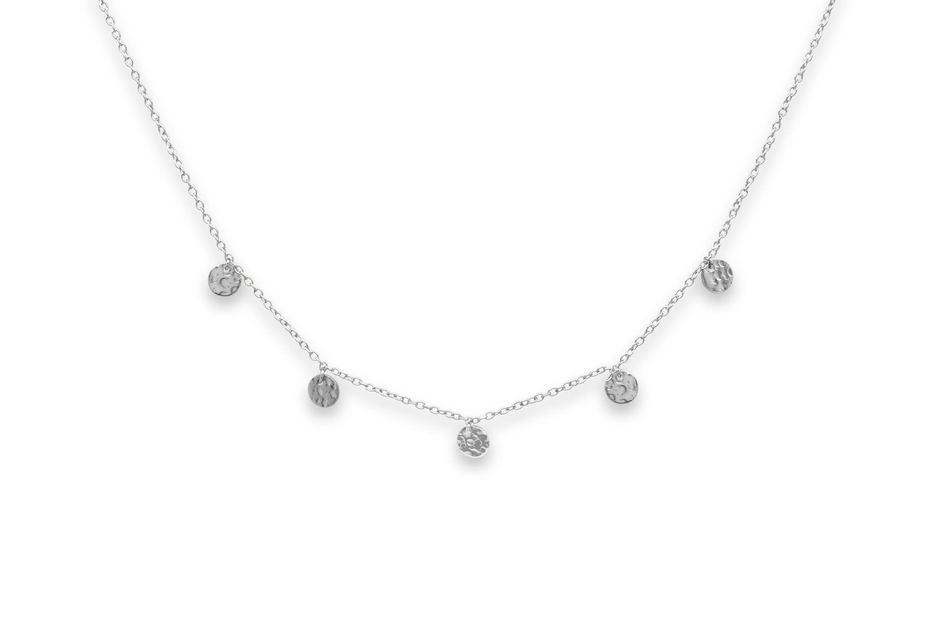 Sauterns Battered Sterling Silver Disc Necklace