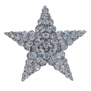 Shiny 5-Point Star Clear Crystal Rhinestone Brooch Pin Wedding Party Accessory