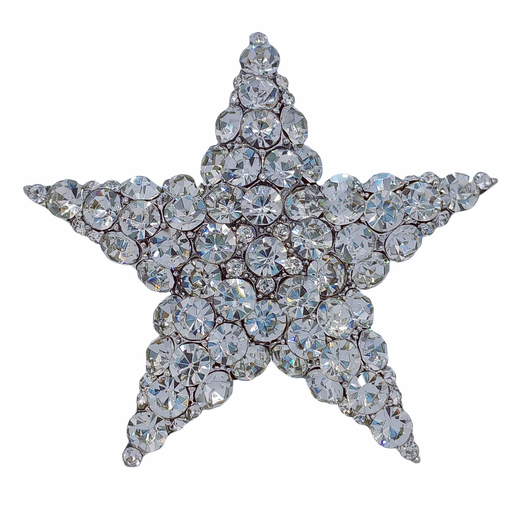 Shiny 5-Point Star Clear Crystal Rhinestone Brooch Pin Wedding Party Accessory