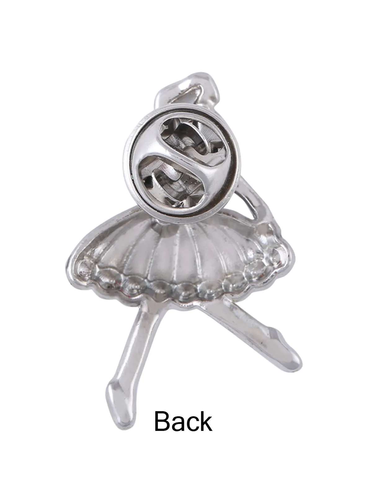 Shiny Silver Enamel Diamond Doll Brooch