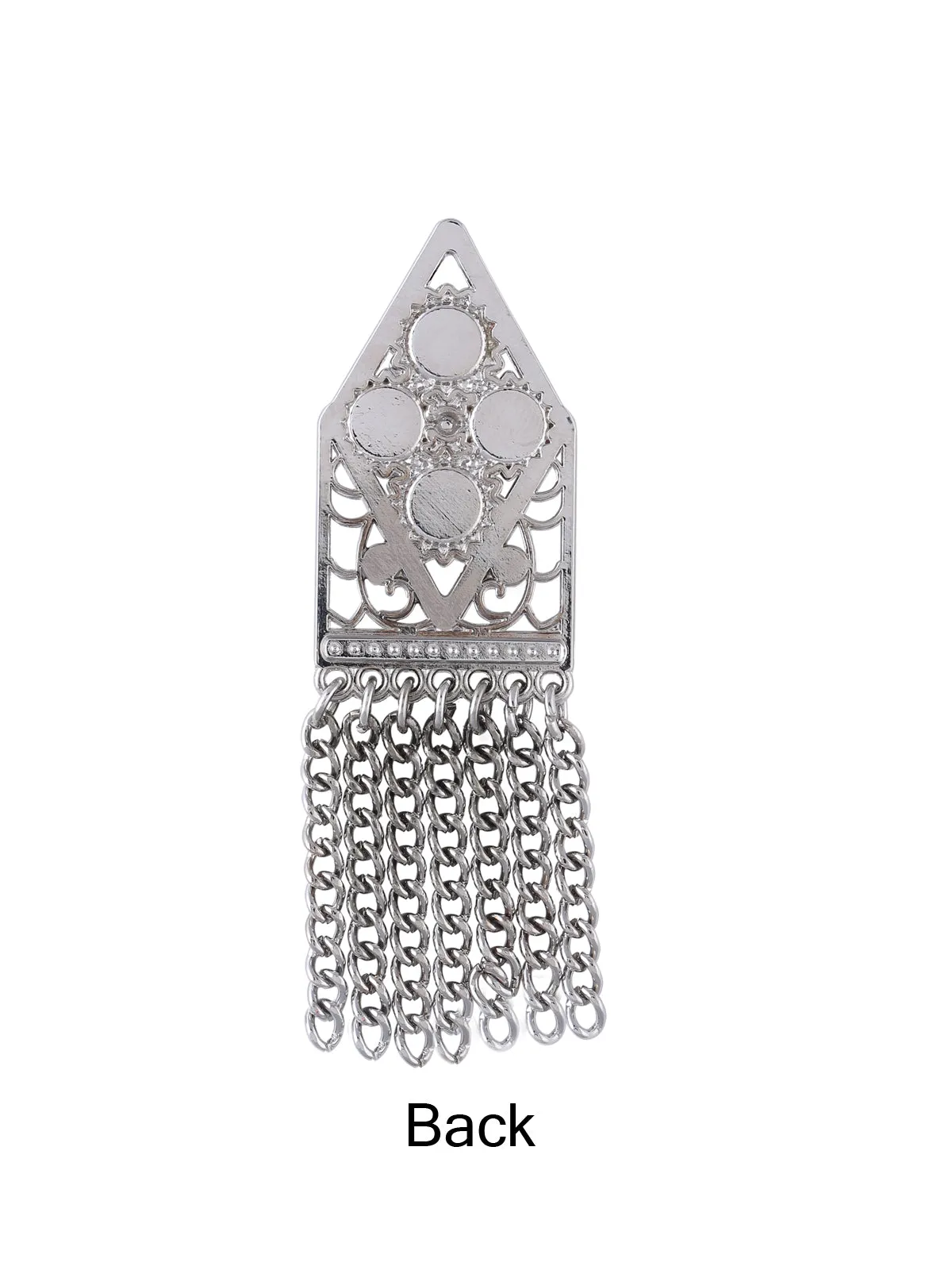 Shiny Silver Hand stitch Chain Tassel Brooch