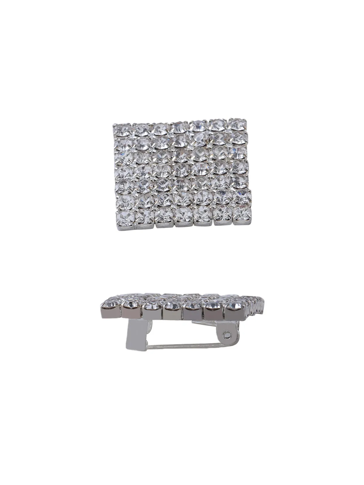 Square Shape Silver Diamonds Brooch Pin