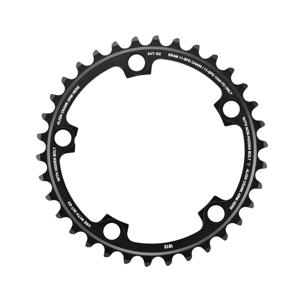 Sram Chain Ring Road Red22/Force22/Rival22 X-Glide R 36T Yaw 11 Speed S1 110 Alum 3Mm Blast Black (52-36 46-36): Black 11Spd 36T