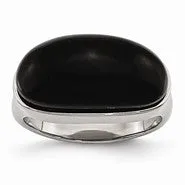 Stainless Steel Black Glass, Size 7
