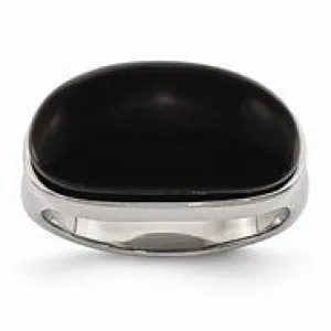 Stainless Steel Black Glass, Size 7