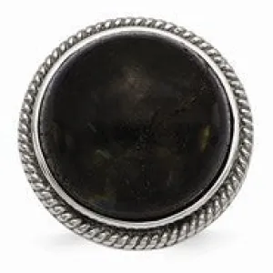 Stainless Steel Polished Labradorite Textured Ring