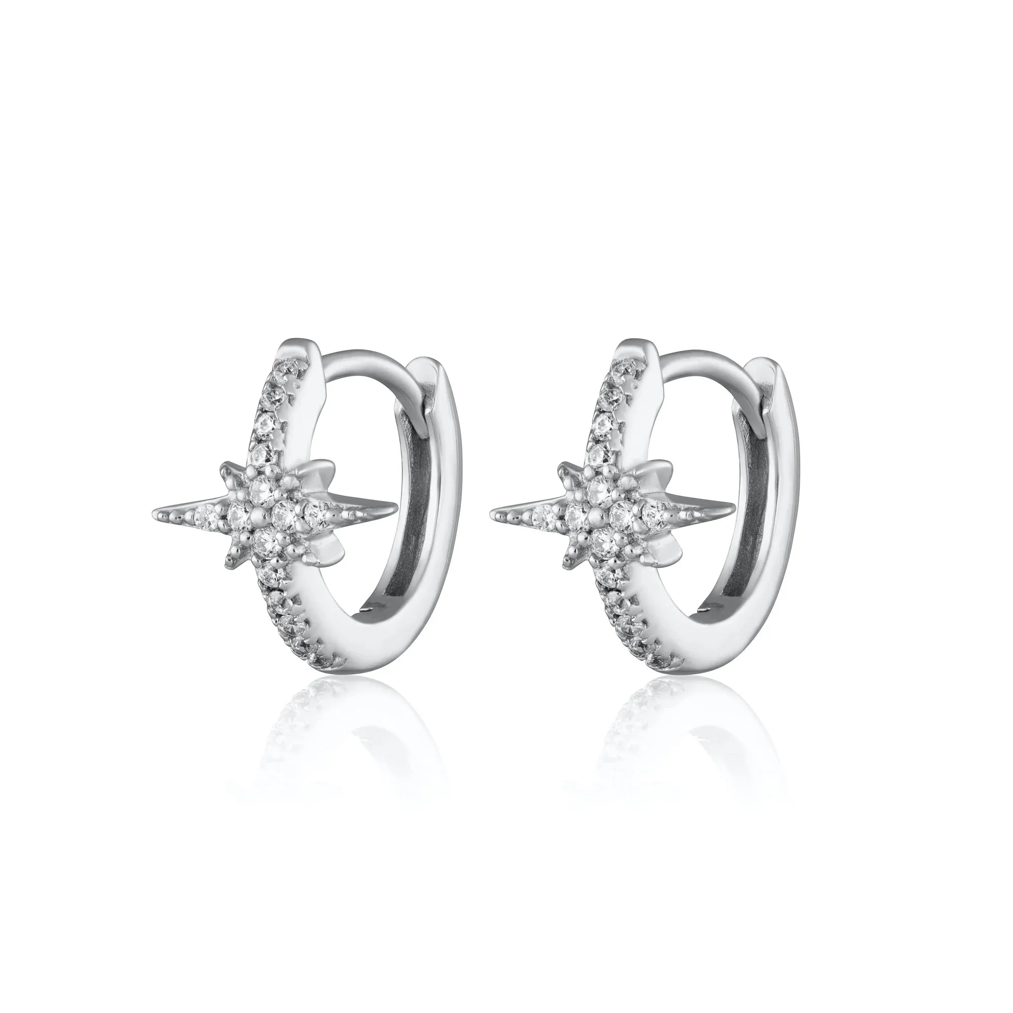 Stardust Huggie Earrings - Silver