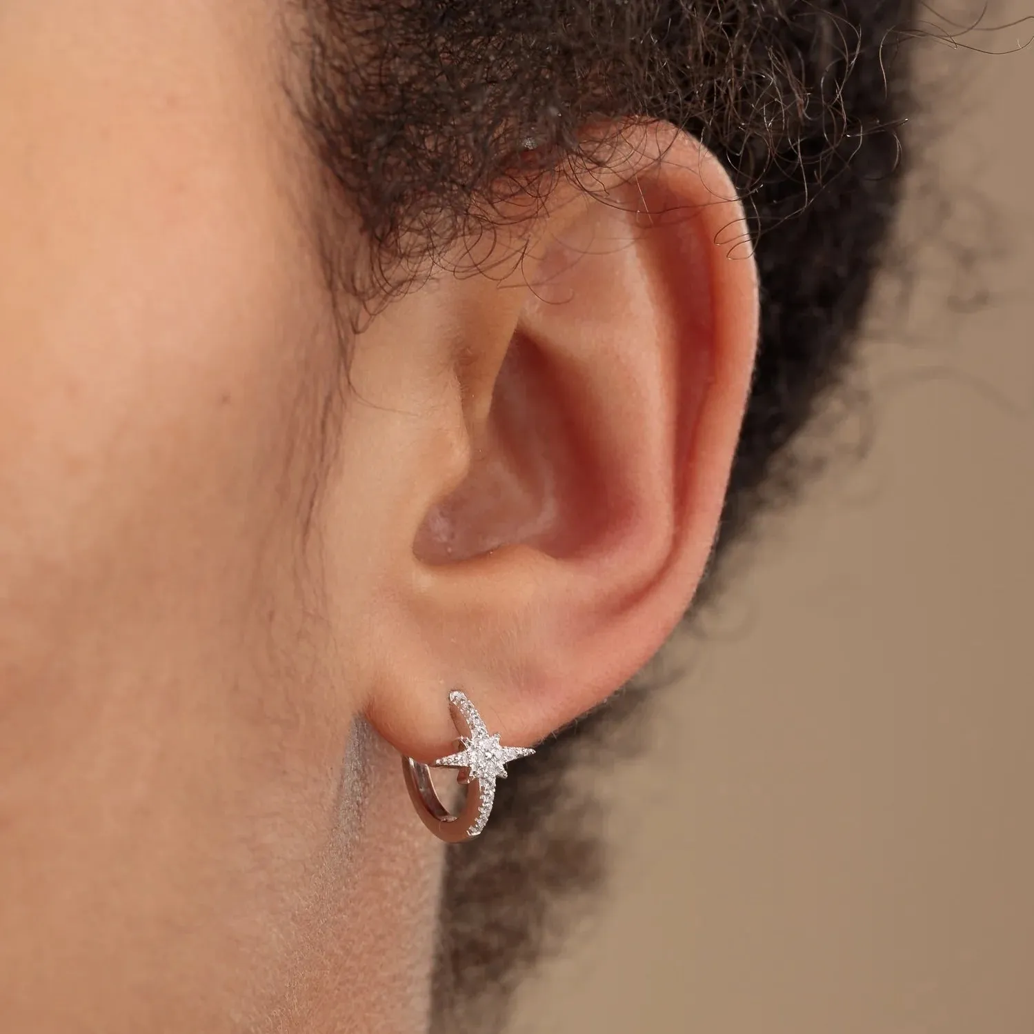 Stardust Huggie Earrings - Silver