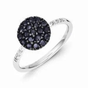 Sterling Silver Diamond & Sapphire Circle Ring
