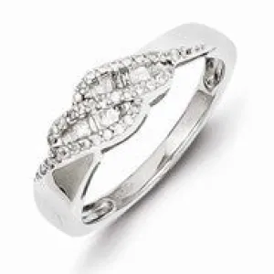 Sterling Silver Diamond Baguette Swirl Ring