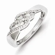 Sterling Silver Diamond Baguette Swirl Ring