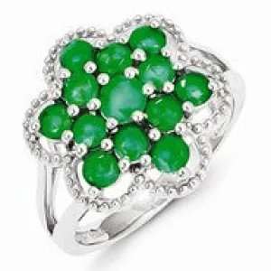 Sterling Silver Emerald Flower Ring