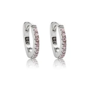Sterling Silver Huggie CZ Hoop Earrings for Babies and Kids: Pink
