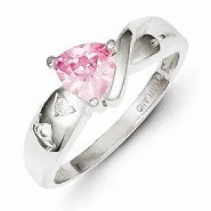 Sterling Silver Pink Trillion CZ Ring