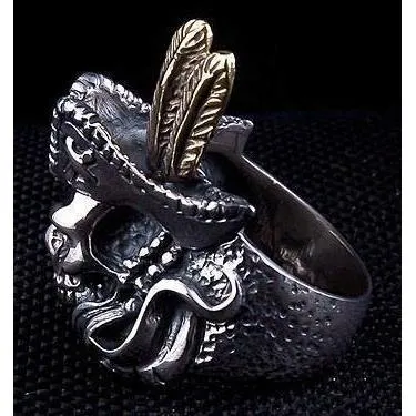 Sterling Silver Pirate Skull Mens Ring