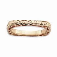 Sterling Silver Polished Pink-plate Square Ring