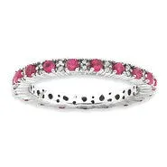 Sterling Silver Polished Ruby & Diamond Ring