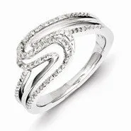 Sterling Silver w/Rhodium Plated Diamond Swirl Ring