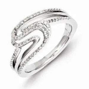 Sterling Silver w/Rhodium Plated Diamond Swirl Ring