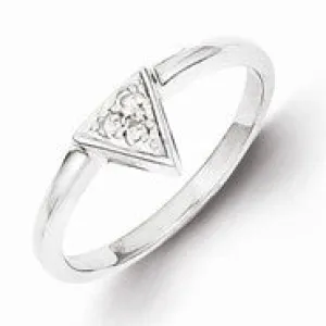 Sterling Silver w/Rhodium Plated Diamond Triangle Ring