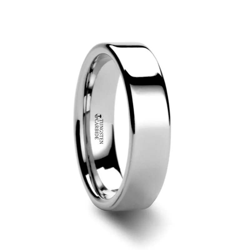 STOCKTON | White Tungsten Ring Flat