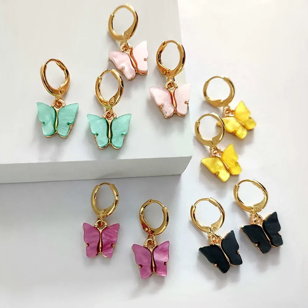Sweet Colorful Dainty Butterfly Drop Earrings