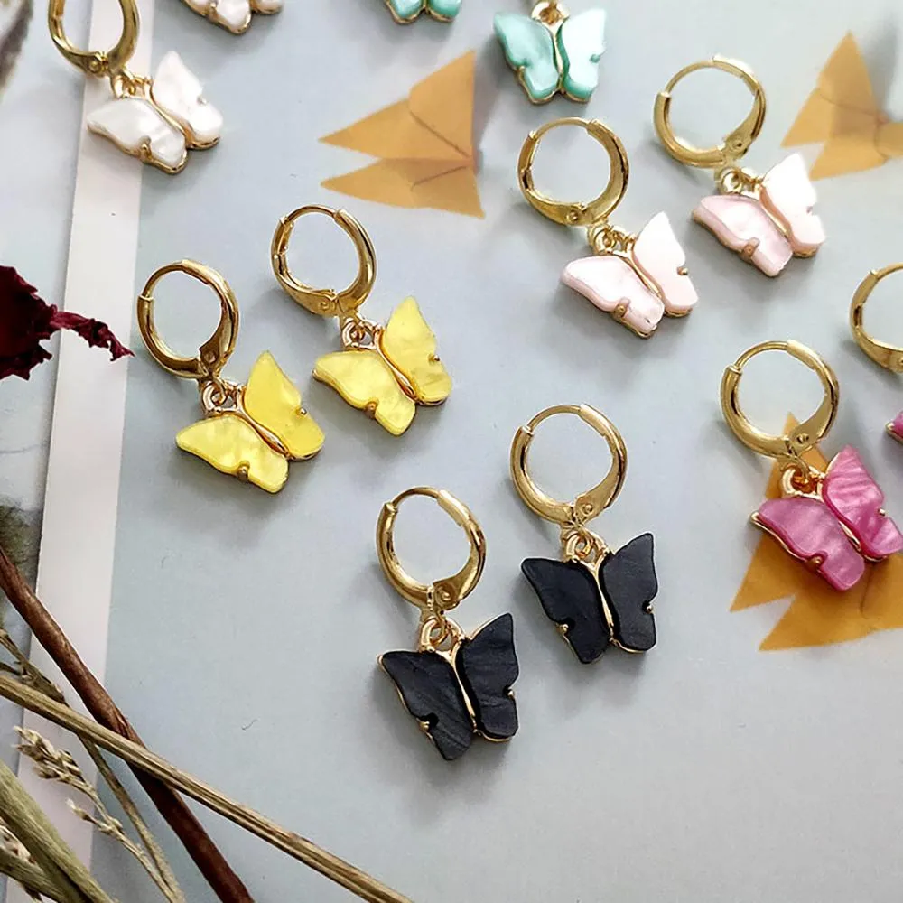 Sweet Colorful Dainty Butterfly Drop Earrings
