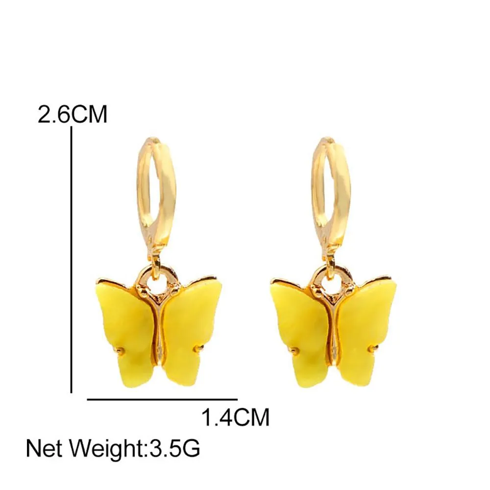 Sweet Colorful Dainty Butterfly Drop Earrings