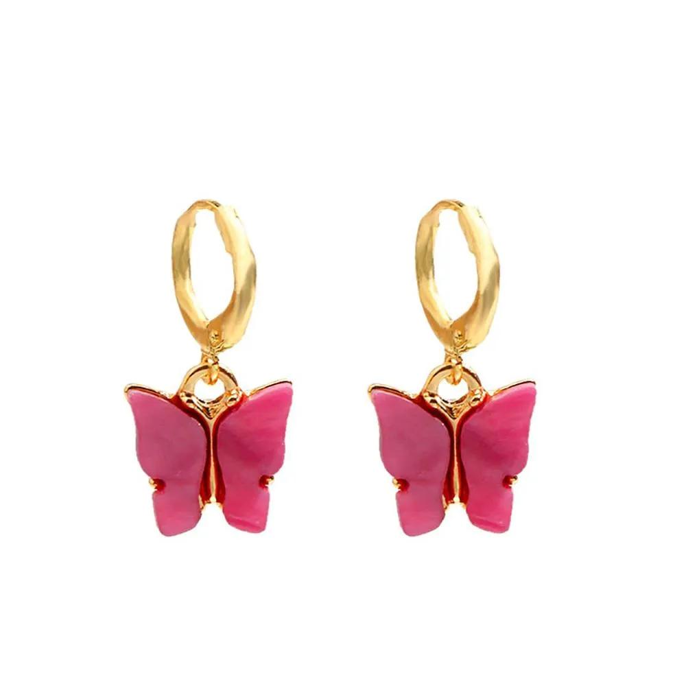 Sweet Colorful Dainty Butterfly Drop Earrings