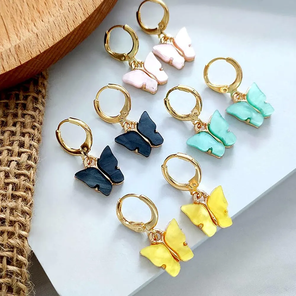 Sweet Colorful Dainty Butterfly Drop Earrings