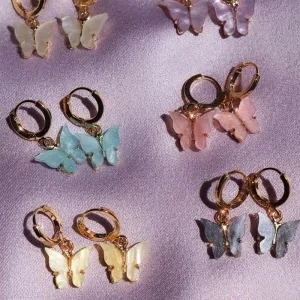 Sweet Colorful Dainty Butterfly Drop Earrings