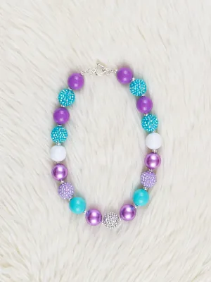 Teal & Purple Sparkle Bubblegum Necklace