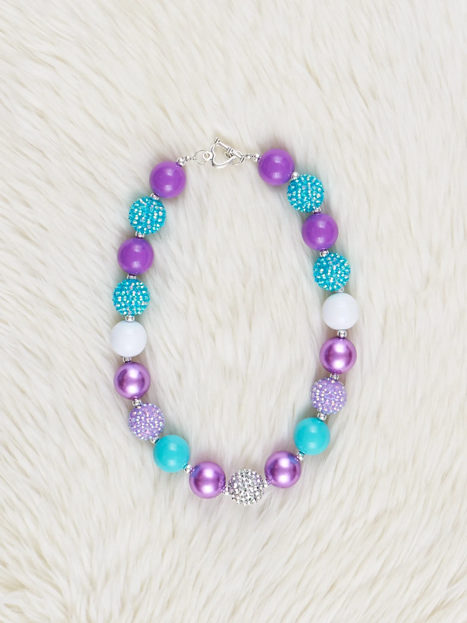 Teal & Purple Sparkle Bubblegum Necklace