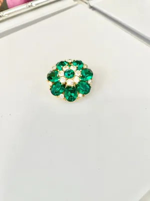 The prettiest petite emerald glass brooch.... so sweet
