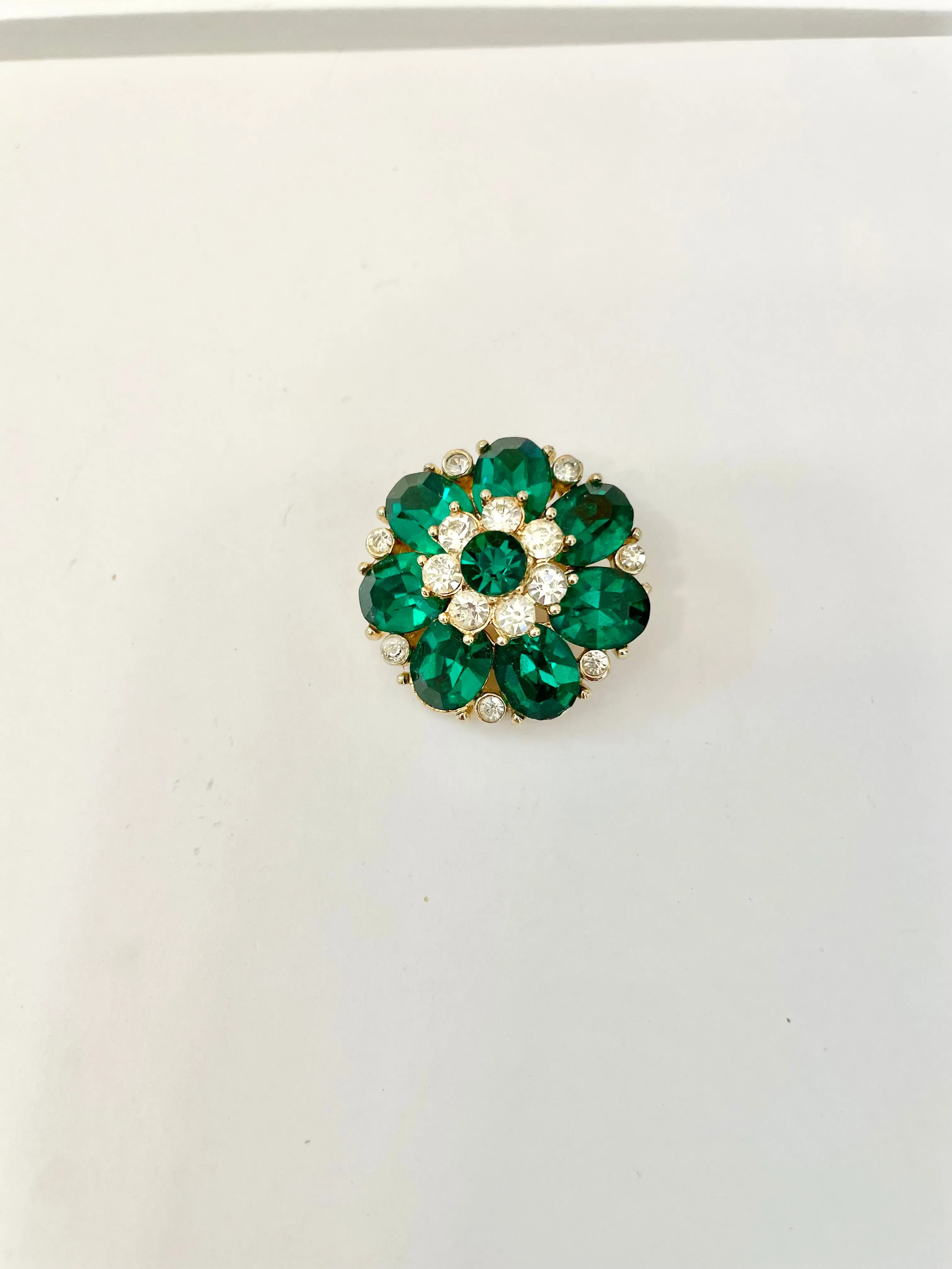 The prettiest petite emerald glass brooch.... so sweet