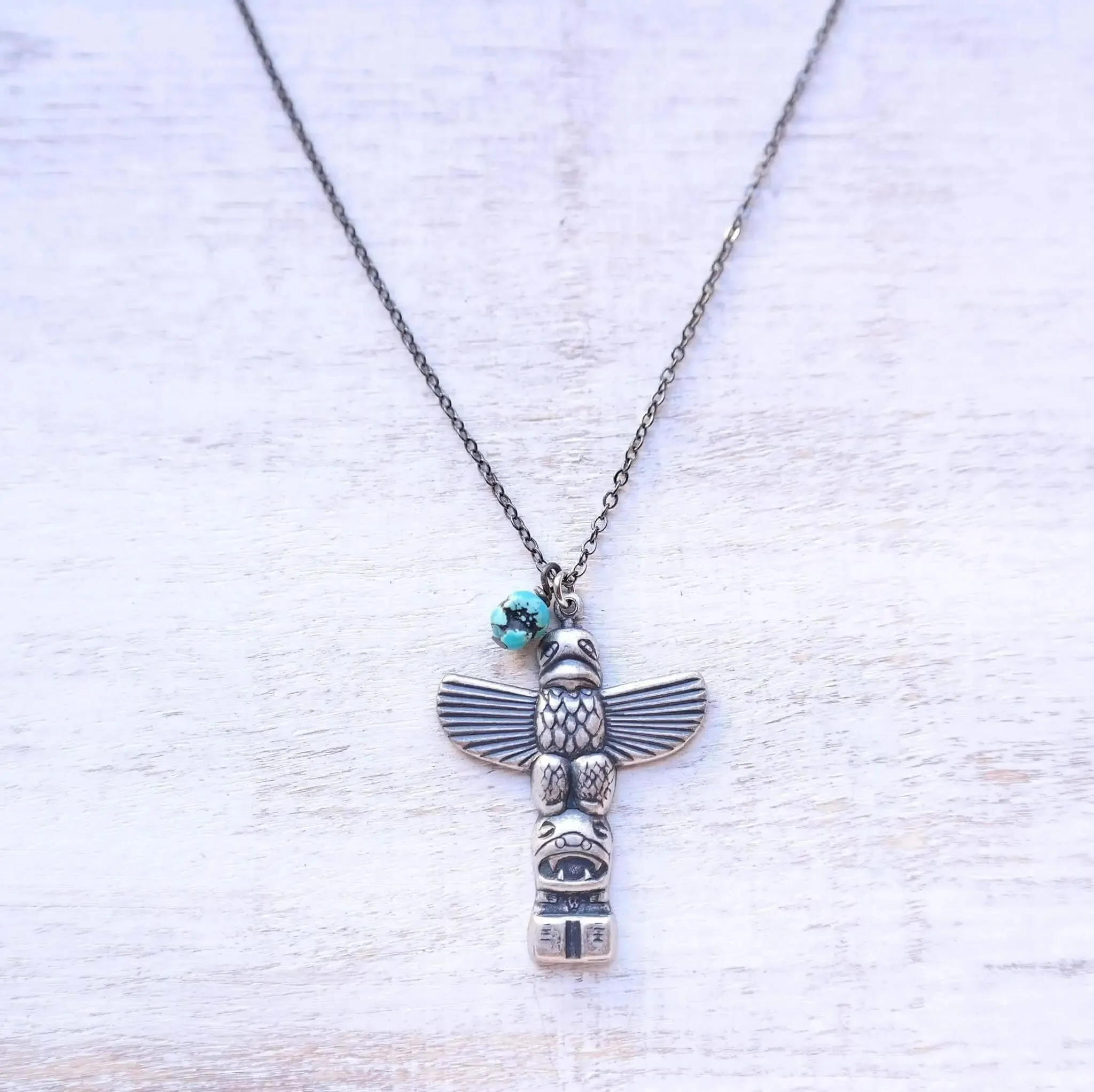 Totem Pole Necklace with Turquoise