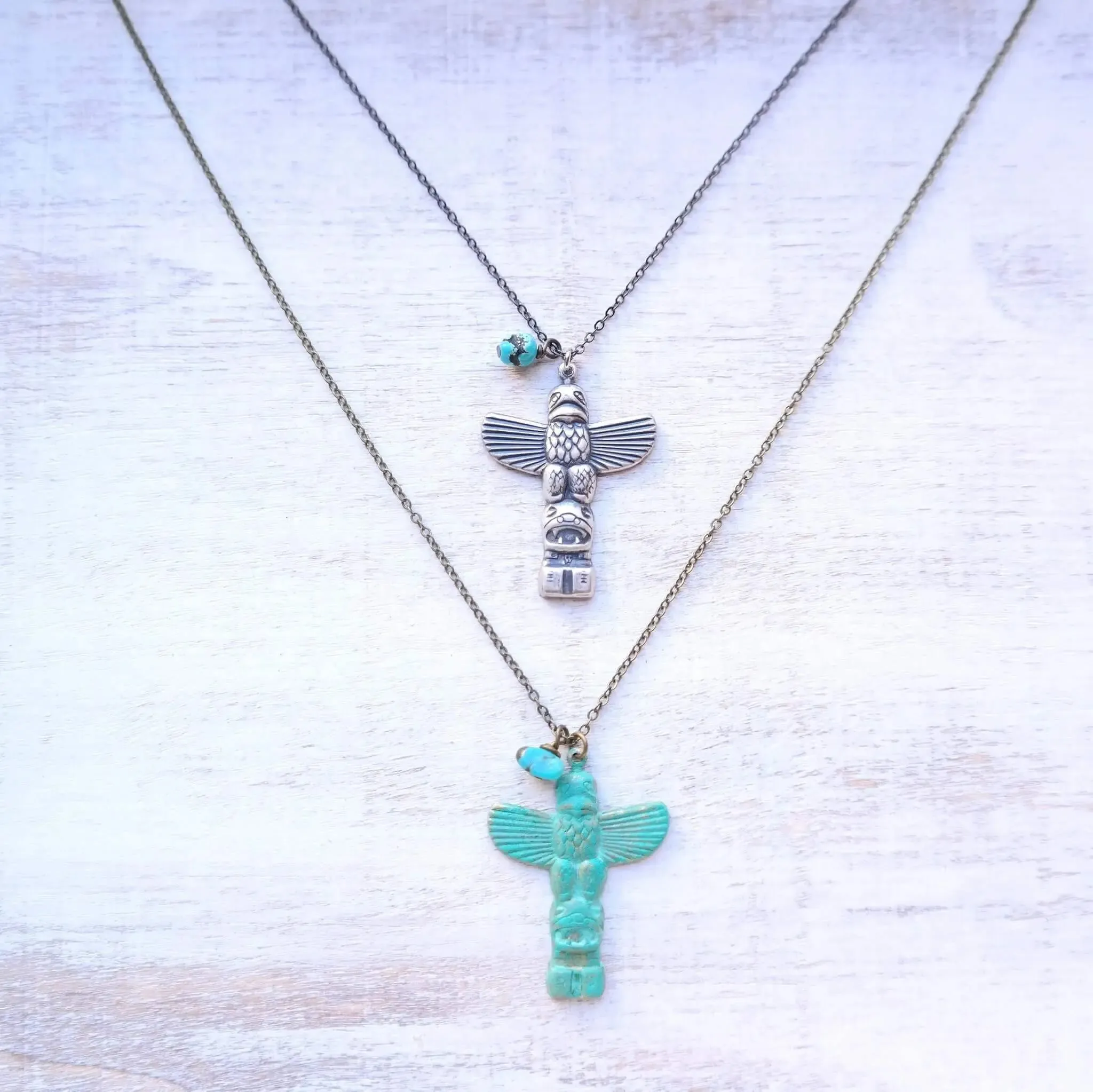 Totem Pole Necklace with Turquoise